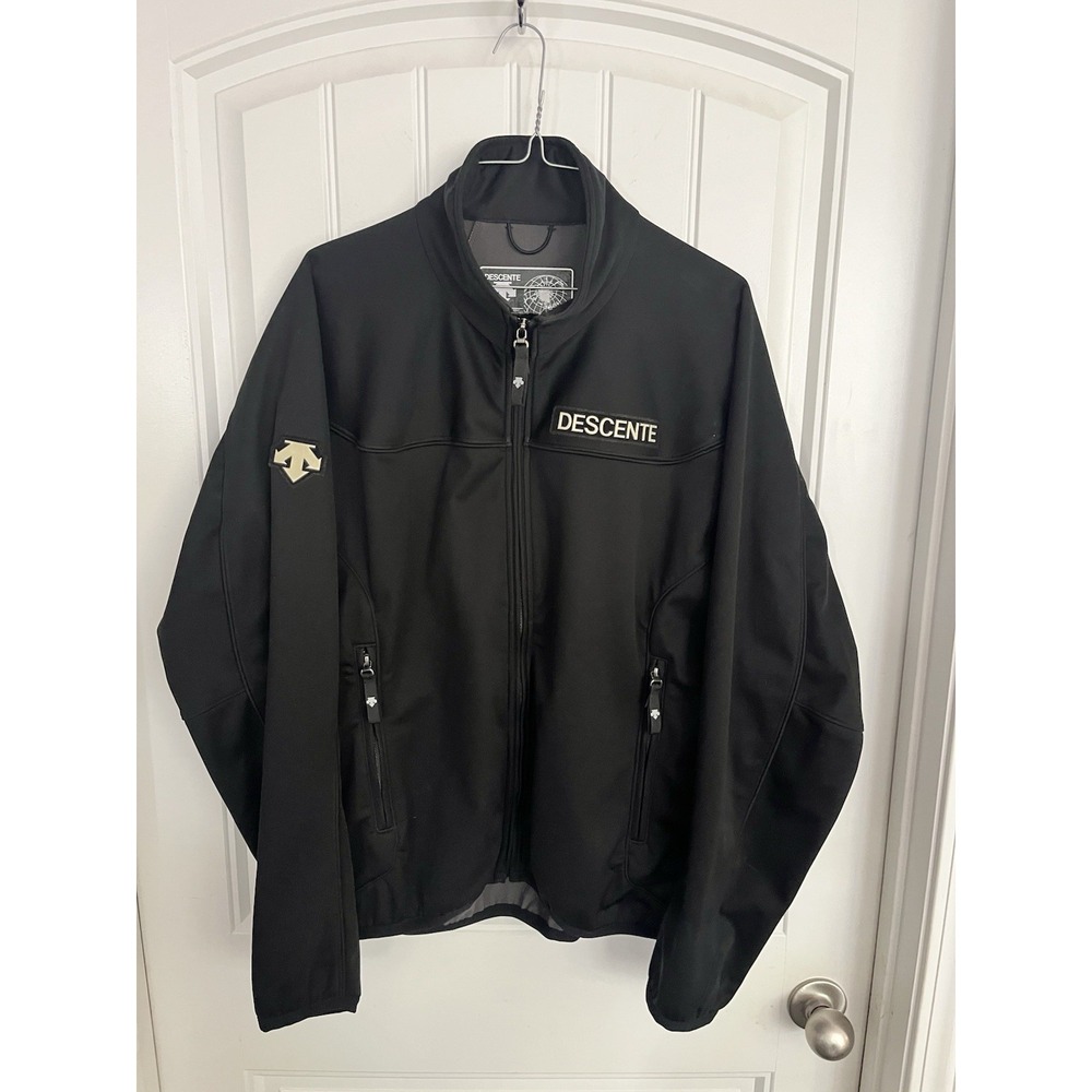 DESCENTE Black Soft Shell Zip Jacket Ski Thermal Fleece Lined Medium 741